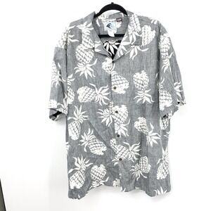 Nui Nalu Men Size 3XL Shirt Short Sleeve Button Down Top Black White Pineapple